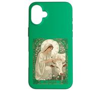 Carcasa para iPhone 16 Plus Santa brígida patrona Santa todaclasede Irlanda con Vaca Blanca