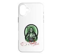 Carcasa para iPhone 16 Plus Santa Muerte Green Justice Scythe Globe Folk Saint Rose