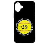 Carcasa para iPhone 16 Plus Sé Siempre tu Mayor fanática, jugadora Favorita, mamá de softbol #29