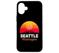 Carcasa para iPhone 16 Plus Seattle Washington State USA Vintage Sunset Retro City