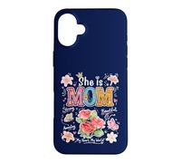 Carcasa para iPhone 16 Plus She Is Mom Floral Cute Mama - Gráfico de Flores para el día de