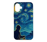 Carcasa para iPhone 16 Plus Sherlock Holmes Noche Estrellada Detective Vintage