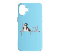 Carcasa para iPhone 16 Plus Shi Tzu Dog Heartbeat EKG Funny Dogs Amantes y propietarios