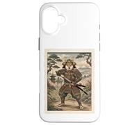 Carcasa para iPhone 16 Plus Shiba Inu Samurai Ukiyo-e Arte Japonés