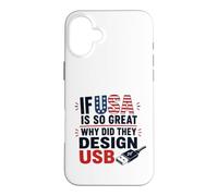 Carcasa para iPhone 16 Plus Si Estados Unidos es Tan Bueno, ¿por qué USB Retro Humor Coder Tech America?