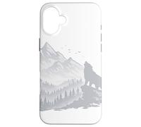 Carcasa para iPhone 16 Plus Silueta de Paisaje de Lobo