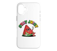 Carcasa para iPhone 16 Plus Símbolo de la Paz con Forma de sandía Stay Juicy Chill, Estilo Retro y