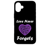 Carcasa para iPhone 16 Plus Simple Purple Quote Alzheimer's Love Never Forgets