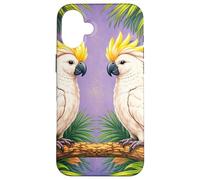 Carcasa para iPhone 16 Plus Sinfonía Tropical con cacatúas y Flores
