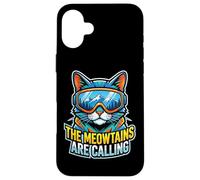 Carcasa para iPhone 16 Plus Ski Cat Meowtains Calling Snowboard Winter Mountain Funny