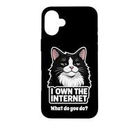 Carcasa para iPhone 16 Plus Smug Tuxedo Cat posee el felino Divertido de Internet