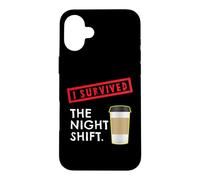 Carcasa para iPhone 16 Plus Sobreviví al Turno de Noche Enfermera Vida Amante del café Policía
