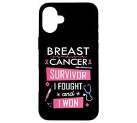 Carcasa para iPhone 16 Plus Sobreviviente de cáncer de Mama luché y gané Fuerza de Conciencia