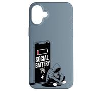 Carcasa para iPhone 16 Plus Social Battery 1% - Funny Introvert Personality Humor