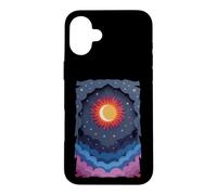 Carcasa para iPhone 16 Plus Sol Luna Estrellas Noche Nubes Suave Celestial Cosmos Cielo
