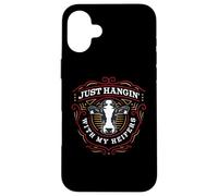 Carcasa para iPhone 16 Plus Solo Colgando con MIS HEIFERS Funny Cow Farm Friends Meme
