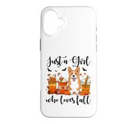 Carcasa para iPhone 16 Plus Solo una Chica Que ama el otoño, Corgi Dog Pumpkin Cozy Autumn