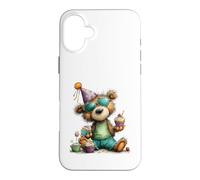 Carcasa para iPhone 16 Plus Sombrero de Fiesta de Oso caprichoso para celebración de Cupcakes