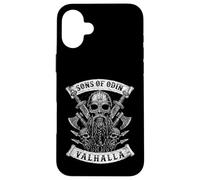 Carcasa para iPhone 16 Plus Sons of Odin- Valhalla Vikings Skull Black and White -