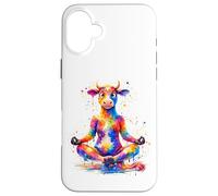 Carcasa para iPhone 16 Plus Splash Art Cow Meditating Yoga Workout Meditation Meditate