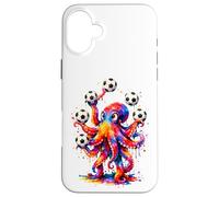 Carcasa para iPhone 16 Plus Splash Art Octopus Soccer Ball Football