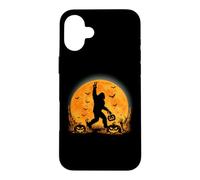 Carcasa para iPhone 16 Plus Spooky Halloween Full Moon Bigfoot Pumpkin Funny Sasquatch