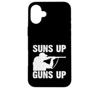 Carcasa para iPhone 16 Plus Sportsman Suns Up Guns Up Cazador de Humor de Caza