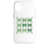 Carcasa para iPhone 16 Plus St Patrick’s Day Green Shamrock Bow Coquette St Patricks Day