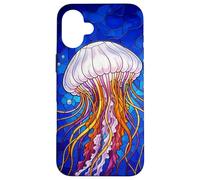 Carcasa para iPhone 16 Plus Stained Glass Jellyfish Mosaic Art Ocean Creature