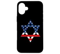 Carcasa para iPhone 16 Plus Star of David Jewish US Flag Half Jew Purim Love Israel Gift