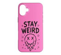 Carcasa para iPhone 16 Plus Stay Weird Creepy Smile Humor gótico Estética Espeluznante