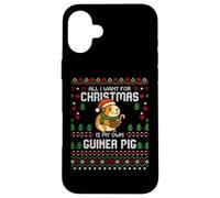 Carcasa para iPhone 16 Plus Suéter navideño Feo de Dear Santa Guinea Pigs