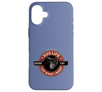 Carcasa para iPhone 16 Plus Super Gato Negro Gato Indio Motocicleta Retro Cool