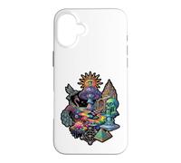 Carcasa para iPhone 16 Plus Surrealista Cosmic Peacock Sun Eye Mushroom Skull Pyramid Art