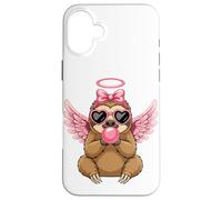 Carcasa para iPhone 16 Plus Sweet Valentine's Day Sloth Angel with Pink Wings
