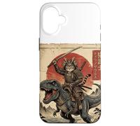 Carcasa para iPhone 16 Plus T-Rex Dinosaurio Gato Japonés Puesta de Sol Dino Japón