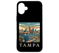 Carcasa para iPhone 16 Plus Tampa Florida Retro Vintage Skyline Bay Waterfront Atardecer