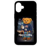 Carcasa para iPhone 16 Plus Teddy Bear Happy Coding, Just a Boy Who Loves Coding