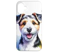 Carcasa para iPhone 16 Plus Teddy Roosevelt Terrier Perro Acuarela Obra de Arte