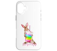 Carcasa para iPhone 16 Plus Tengo Esta Linda Bebida de batido con Forma de arcoíris con Forma de Conejito Que es motivadora