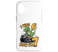 Carcasa para iPhone 16 Plus Tenía Seis años, Ahora Tengo Siete años, Dinosaurio 67 Meme, séptimo cumpleaños, niños