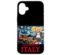 Carcasa para iPhone 16 Plus The Starry Night of Italy, Teddy Bear in Italy Landmarks