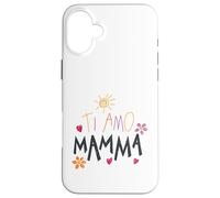 Carcasa para iPhone 16 Plus Ti Amo Mamma Lindo Dibujo Mamá Día de la Madre Italiano Niño