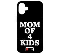 Carcasa para iPhone 16 Plus Tired Mom of 4 Kids Mother of Four Children Low Battery