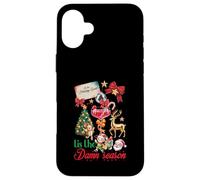 Carcasa para iPhone 16 Plus Tis The Damn Season Santa Reno Elfo Cóctel Navidad