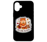 Carcasa para iPhone 16 Plus Tis The Season Hámster Otoño Otoño Calabaza Especias Hojas