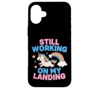Carcasa para iPhone 16 Plus Todavía Trabajando en mi Aterrizaje Unicornio Arco Iris Divertido