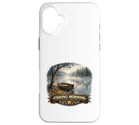 Carcasa para iPhone 16 Plus Tranquilo Lakeside Angler Amanecer Escape Wilderness