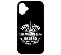 Carcasa para iPhone 16 Plus Tren Bala Shinkansen Tokio Osaka Japón Kanji Souvenir