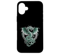 Carcasa para iPhone 16 Plus Tribal Irlandés Verde Celta Nudo Fantasía Celta Dragón Cottage